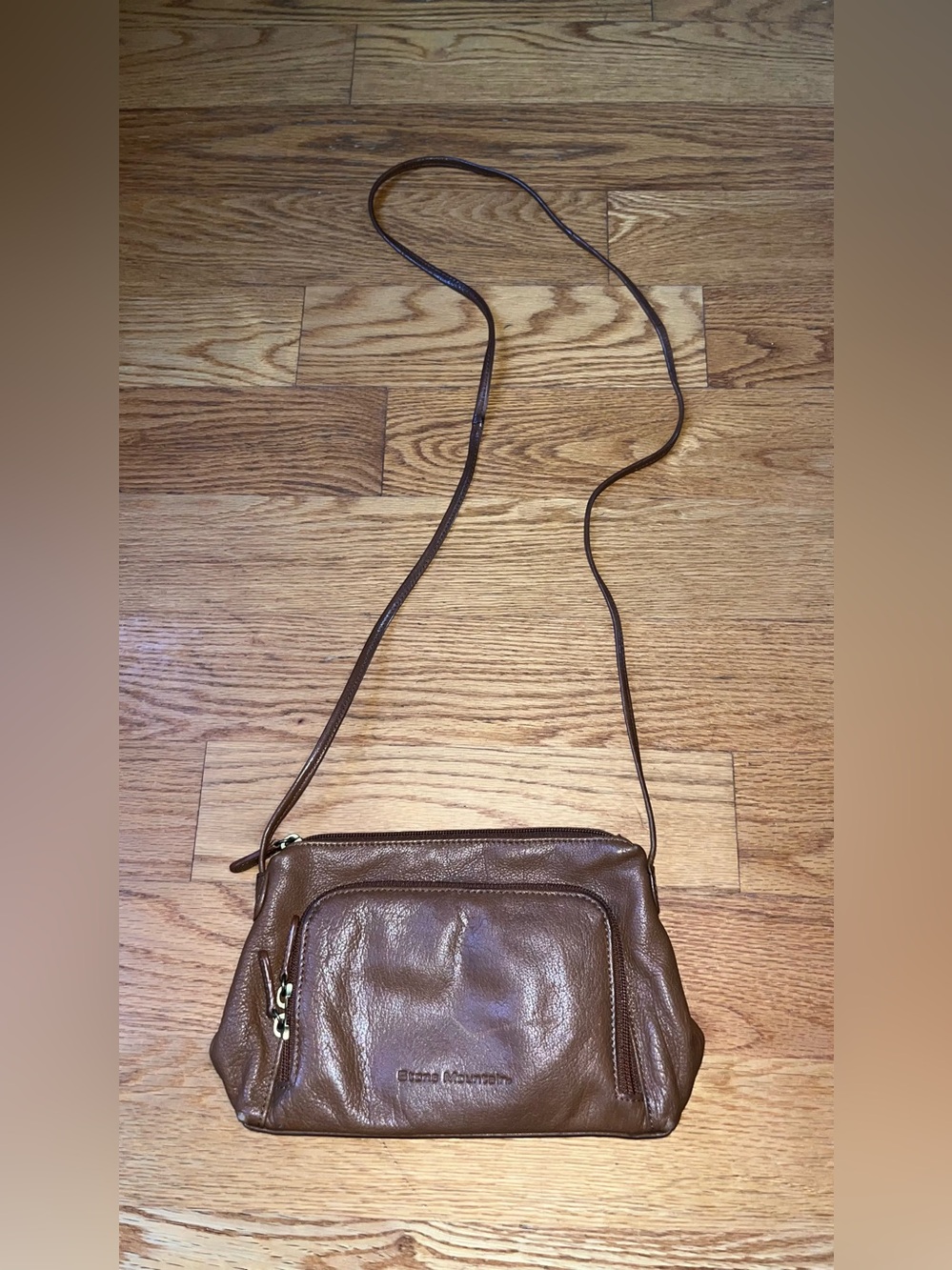 Stone Mountain Brown Leather 3-pocket crossbody bag eurosummer
